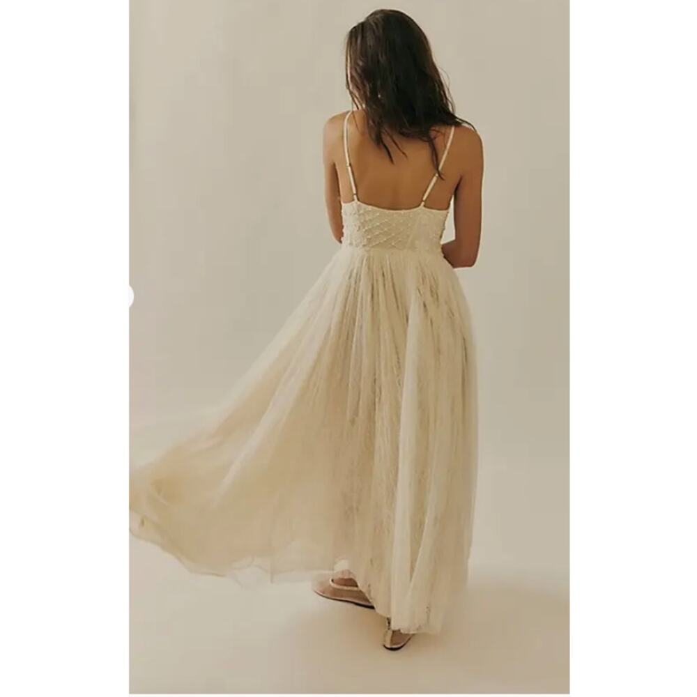 Free People Ivory Fairydust Sleeveless Embroidered Maxi Dress sz 2 NWT Bridal